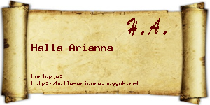 Halla Arianna névjegykártya